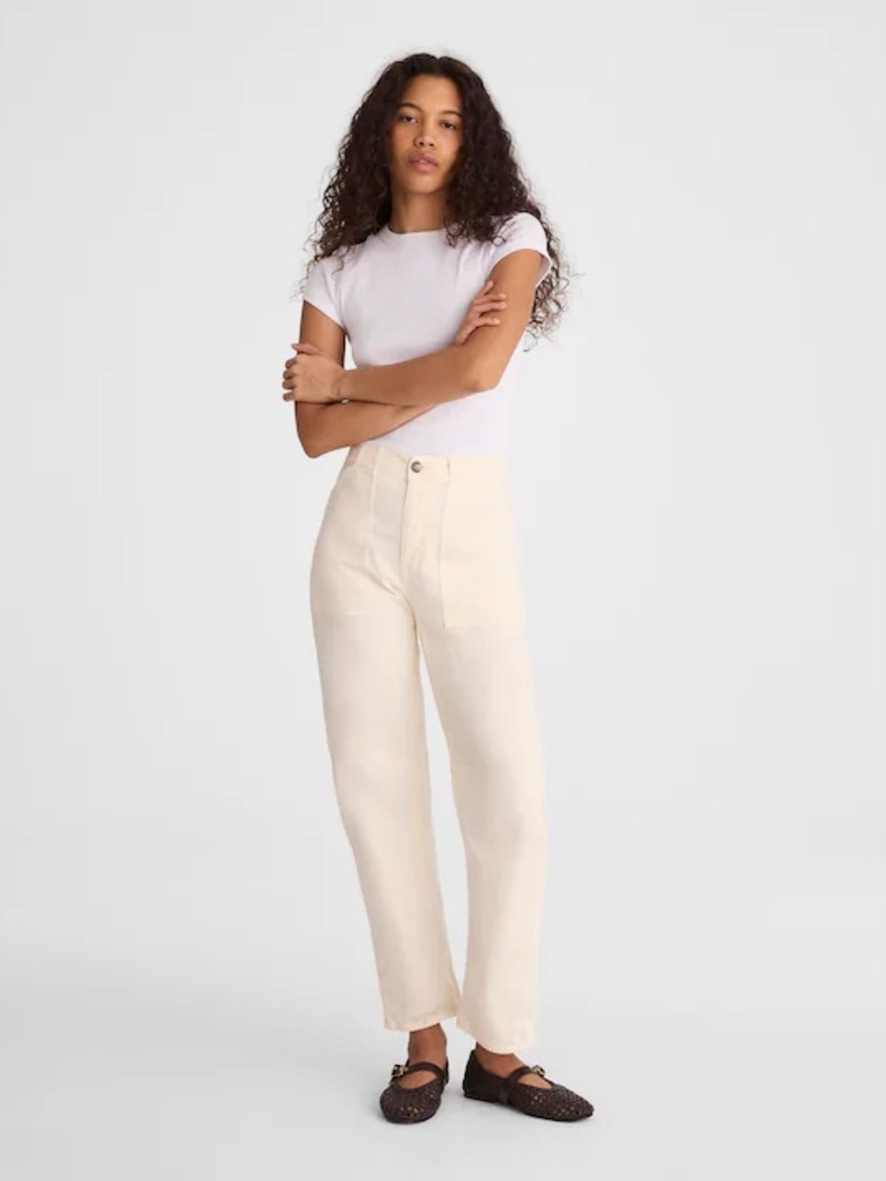 Madewell The Darted Barrel-Leg Utility Pant